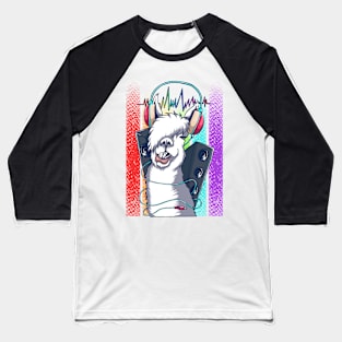 Llama Headphone Dj Retro Baseball T-Shirt